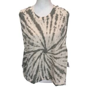 Free People FP Movement Green and Ivory Tie Dye Tank Top Womens Size Small NEW